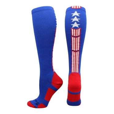 TCK Elite USA Flag Patriot Red White Blue Basketball Football Knee High Socks TCK Elite USA Flag Patriot Red White Blue Basketball Football Knee High Socks